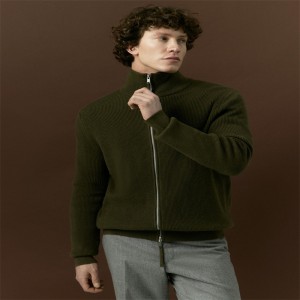 Men autumn winter wool blend yarn knitted Cardigan